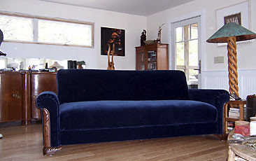 Upholstered Blue Wool Couch